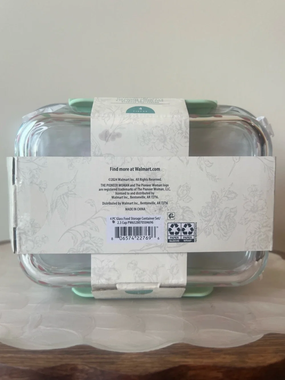 The Pioneer Woman Painted Meadow Glass Food Storage Set 4pc 2.3 Cup